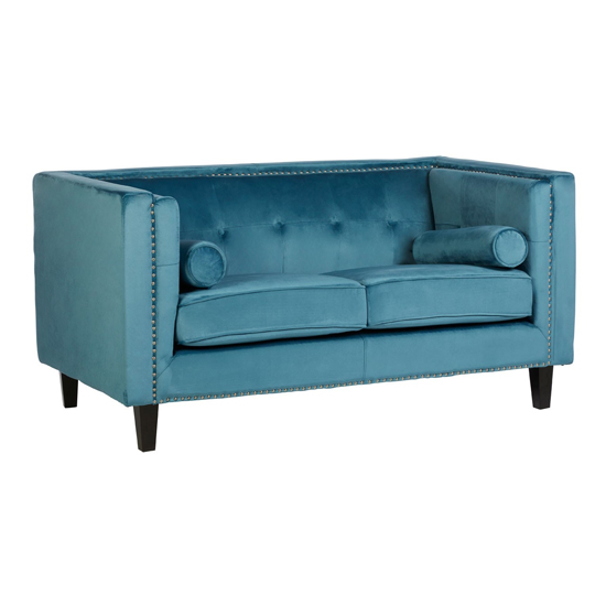 Felisen Velvet Upholstered 2 Seater Sofa In Blue_2