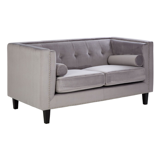Felisen Velvet Upholstered 2 Seater Sofa In Grey