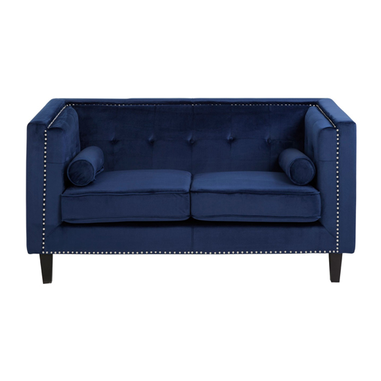 Felisen Velvet Upholstered 2 Seater Sofa In Midnight Blue_2