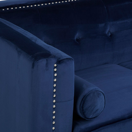 Felisen Velvet Upholstered 2 Seater Sofa In Midnight Blue_4