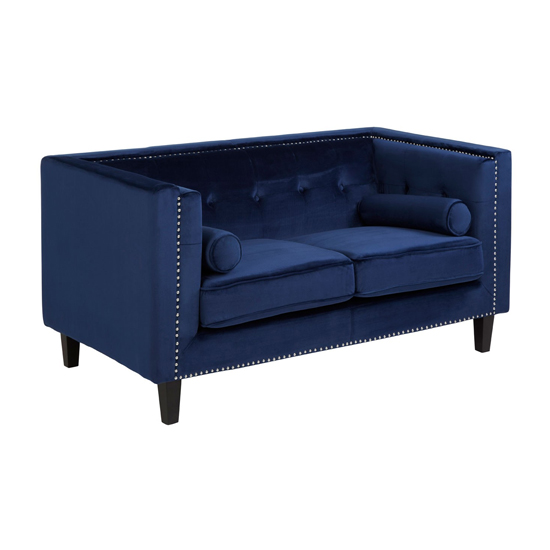 Felisen Velvet Upholstered 2 Seater Sofa In Midnight Blue
