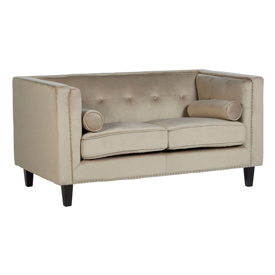 Felisen Velvet Upholstered 2 Seater Sofa In Mink_2