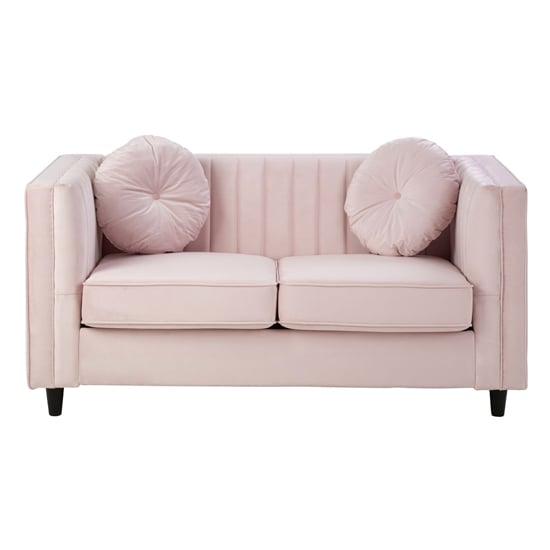 Felisen Velvet Upholstered 2 Seater Sofa In Pink_2