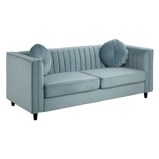 Lismore Upholstered Velvet 3 Seater Sofa In Midnight Green