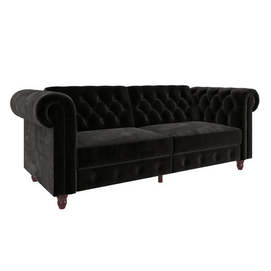 Fritton Chesterfield Velvet Upholstered Sofa Bed In Black_4