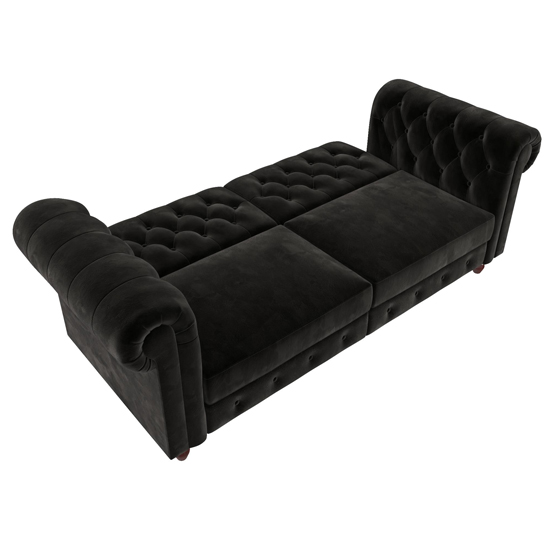 Fritton Chesterfield Velvet Upholstered Sofa Bed In Black_5