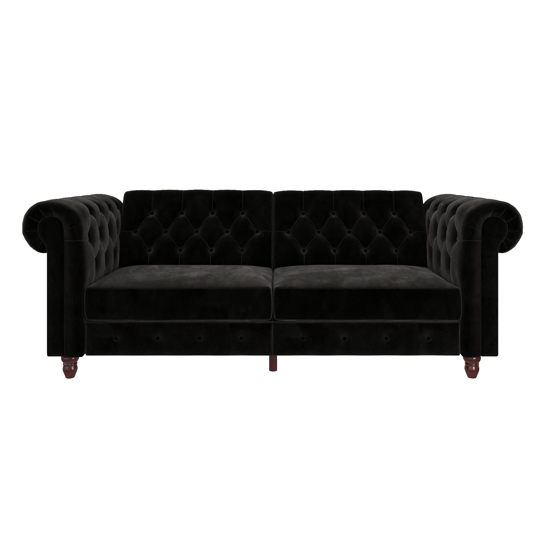 Fritton Chesterfield Velvet Upholstered Sofa Bed In Black_6