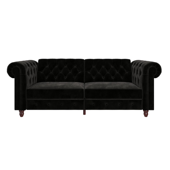 Felix Chesterfield Velvet Upholstered Sofa Bed In Black Sale