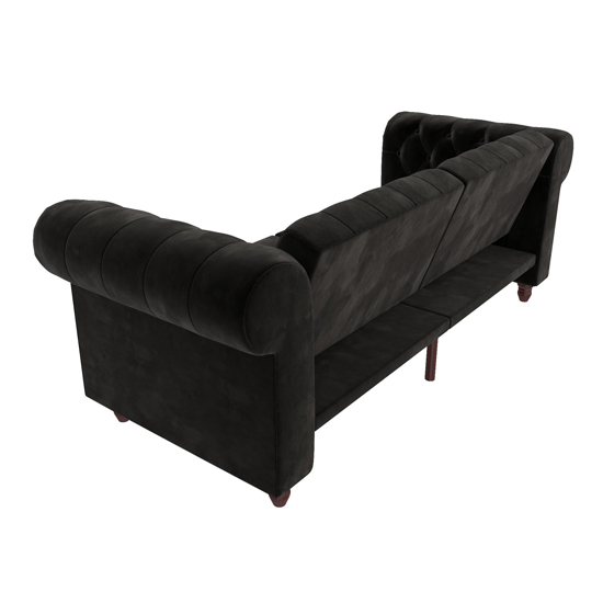 Fritton Chesterfield Velvet Upholstered Sofa Bed In Black_7