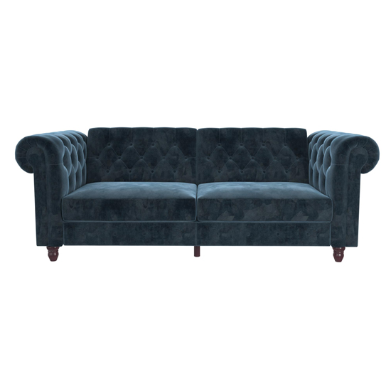 Fritton Chesterfield Velvet Upholstered Sofa Bed In Blue_6