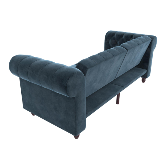 Fritton Chesterfield Velvet Upholstered Sofa Bed In Blue_7