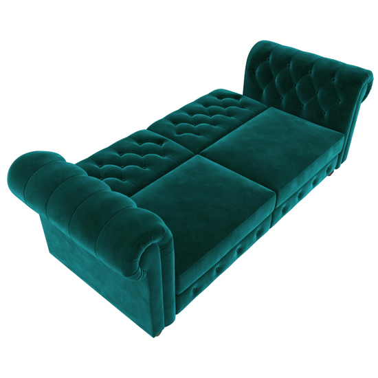 Fritton Chesterfield Velvet Upholstered Sofa Bed In Green_5