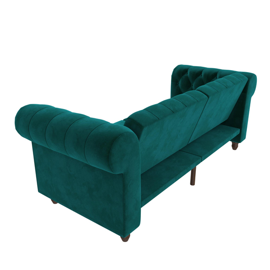 Fritton Chesterfield Velvet Upholstered Sofa Bed In Green_7