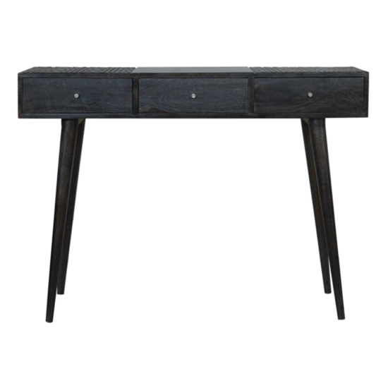 Felix Wooden Console Table In Ash Black With 3 Drawers_2