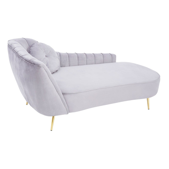 Photo of Felizio left arm velvet lounge chaise chair in grey