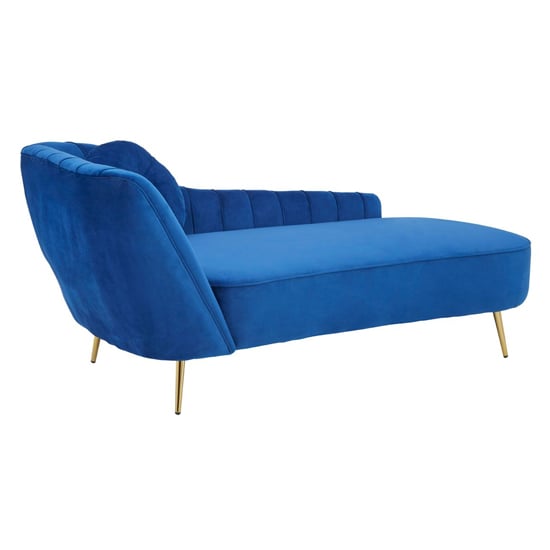 Product photograph of Felizio Left Arm Velvet Lounge Chaise Chair In Midnight Blue from Furniture in Fashion