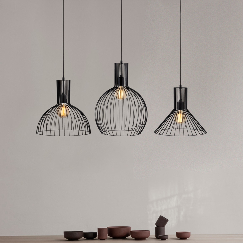 Fellini 3 Light Metal Ceiling Pendant Light in Black