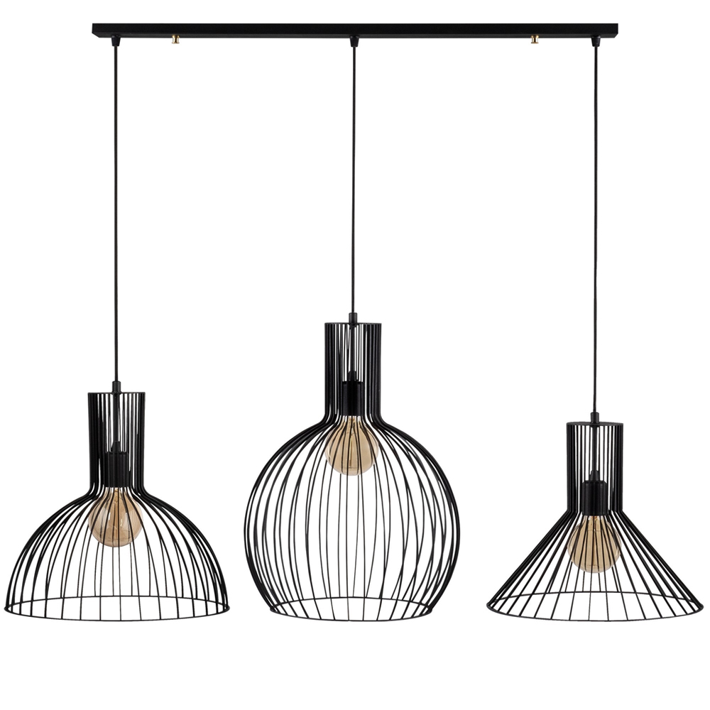 Fellini 3 Light Metal Ceiling Pendant Light in Black