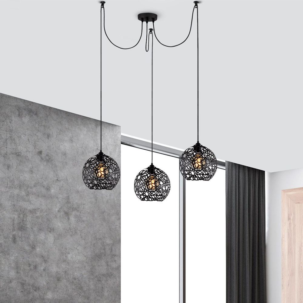 Fellini 3 Light Metal Cluster Nest Ceiling Pendant Light in Black