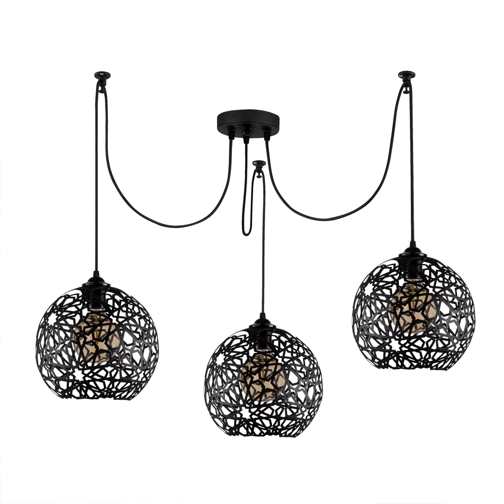 Fellini 3 Light Metal Cluster Nest Ceiling Pendant Light in Black