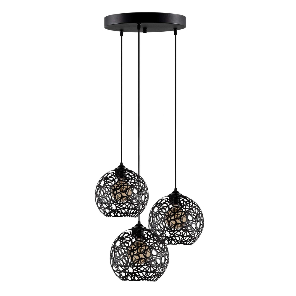 Fellini 3 Light Metal Drop Nest Ceiling Pendant Light in Black
