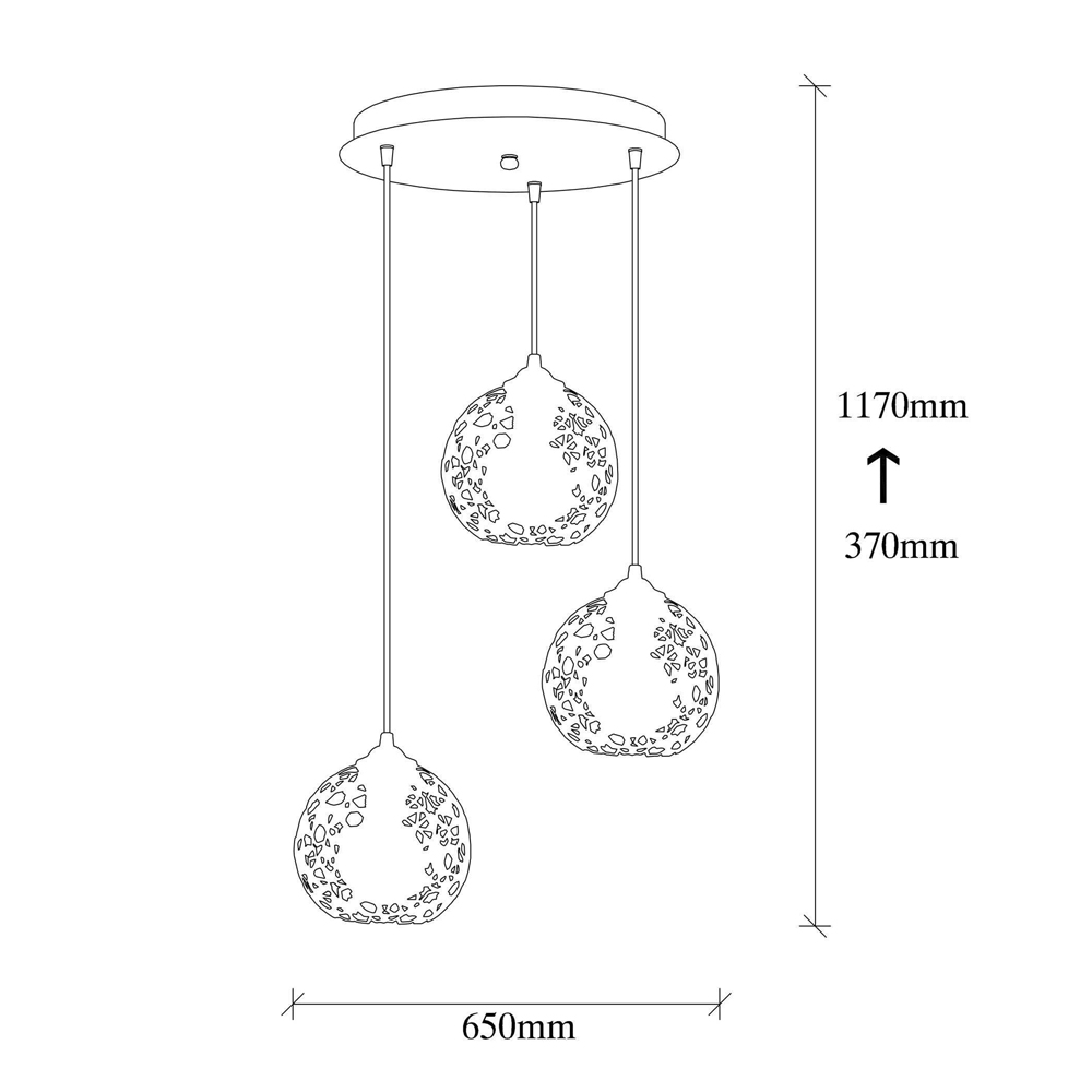 Fellini 3 Light Metal Drop Nest Ceiling Pendant Light in Black