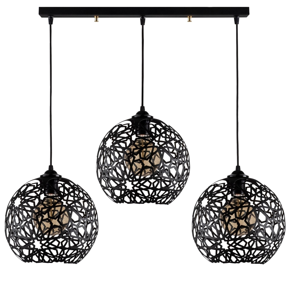 Fellini 3 Light Metal Nest Ceiling Pendant Light in Black