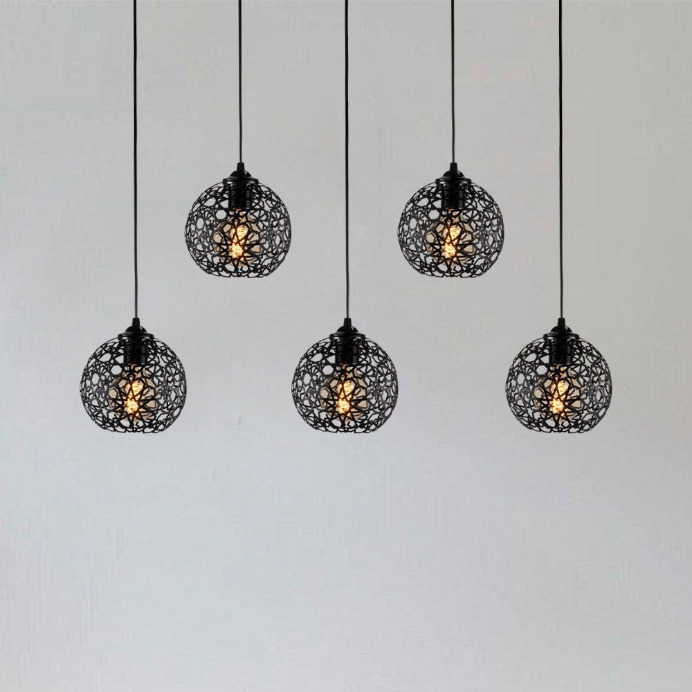 Fellini 5 Light Metal Nest Ceiling Pendant Light in Black