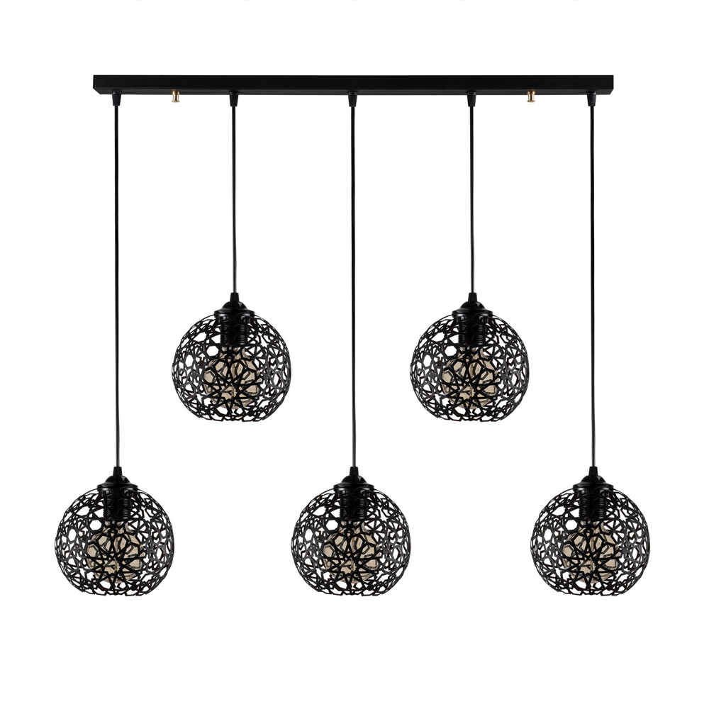 Fellini 5 Light Metal Nest Ceiling Pendant Light in Black
