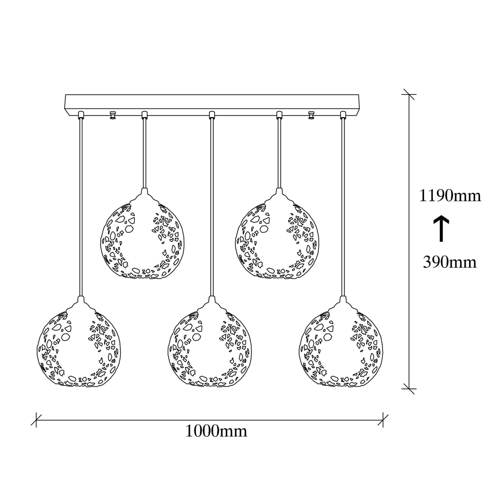 Fellini 5 Light Metal Nest Ceiling Pendant Light in Black