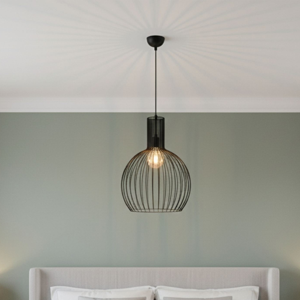 Fellini Metal Cage Ceiling Pendant Light in Black