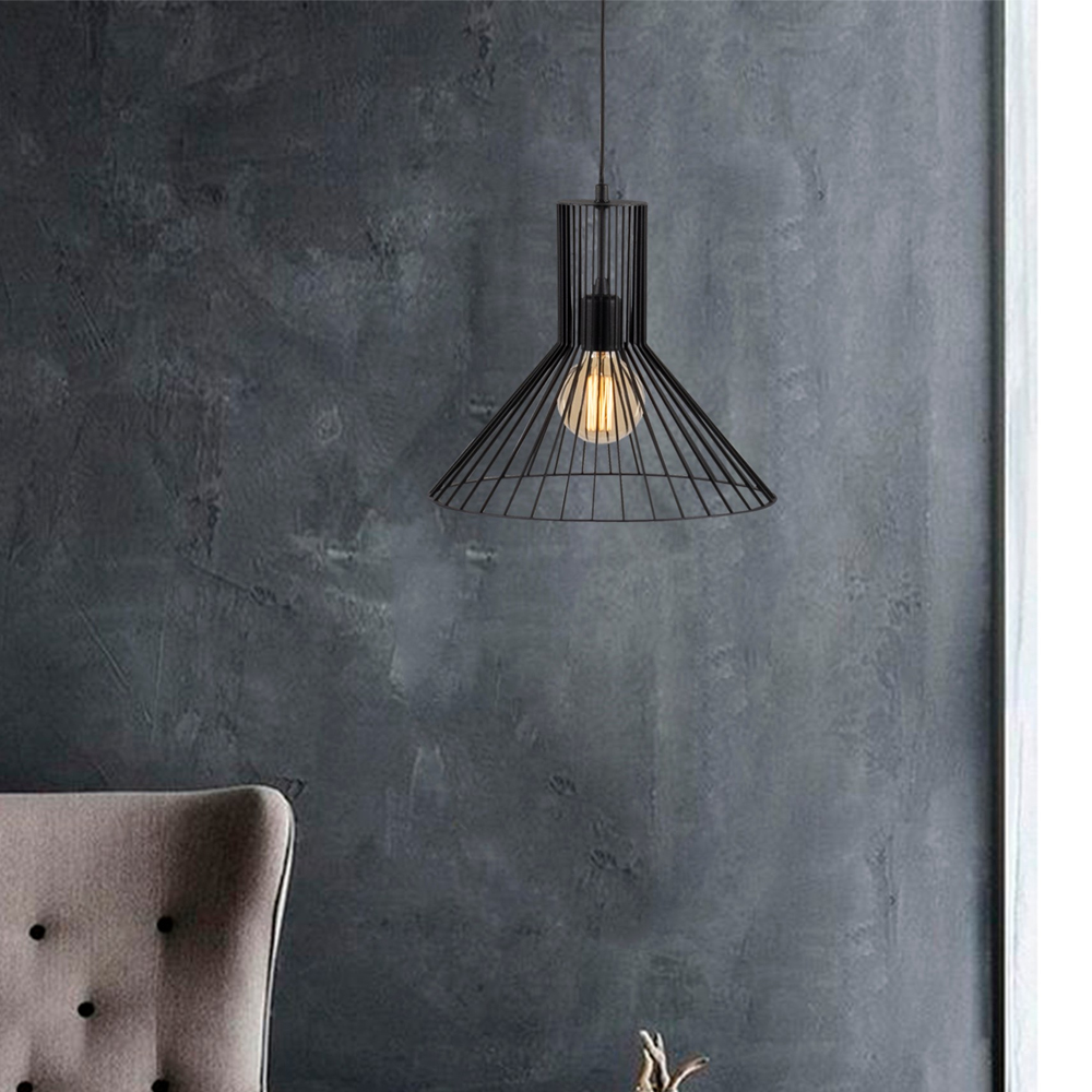 Fellini Metal Cone Ceiling Pendant Light in Black