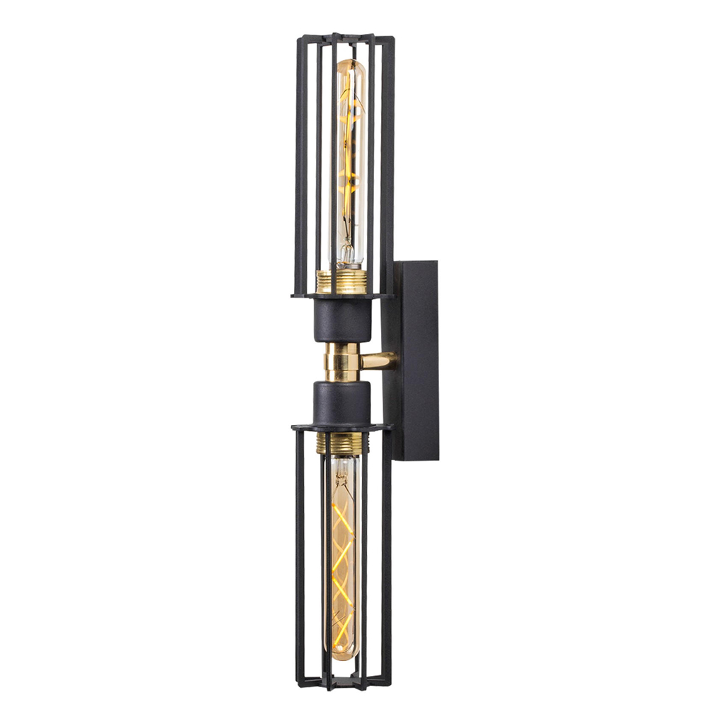 Fellini Metal Double Wall Light in Black and Gold