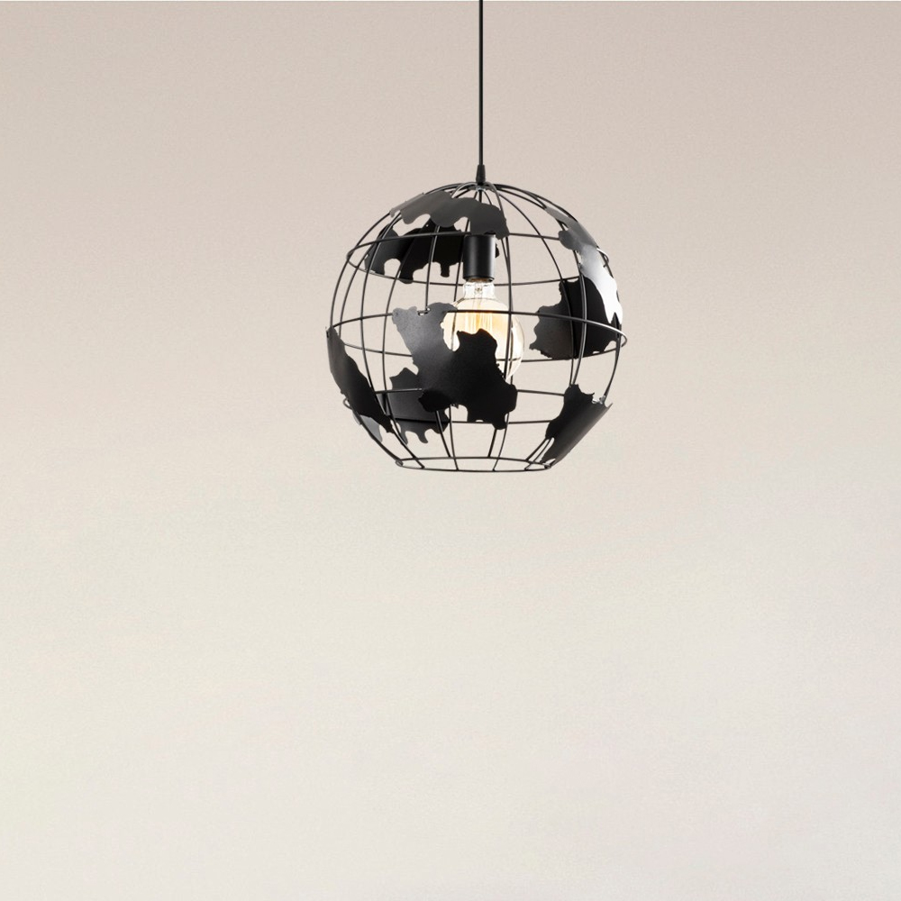 Fellini Metal Globe Ceiling Pendant Light in Black