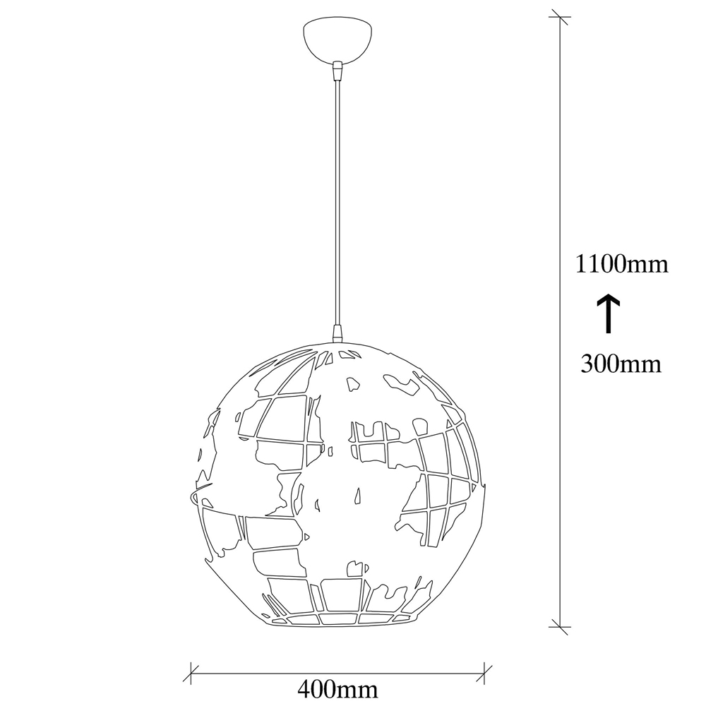 Fellini Metal Globe Ceiling Pendant Light in Black