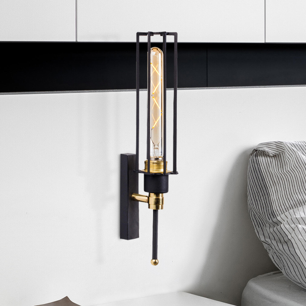 Fellini Metal Wall Light in Black and Gold