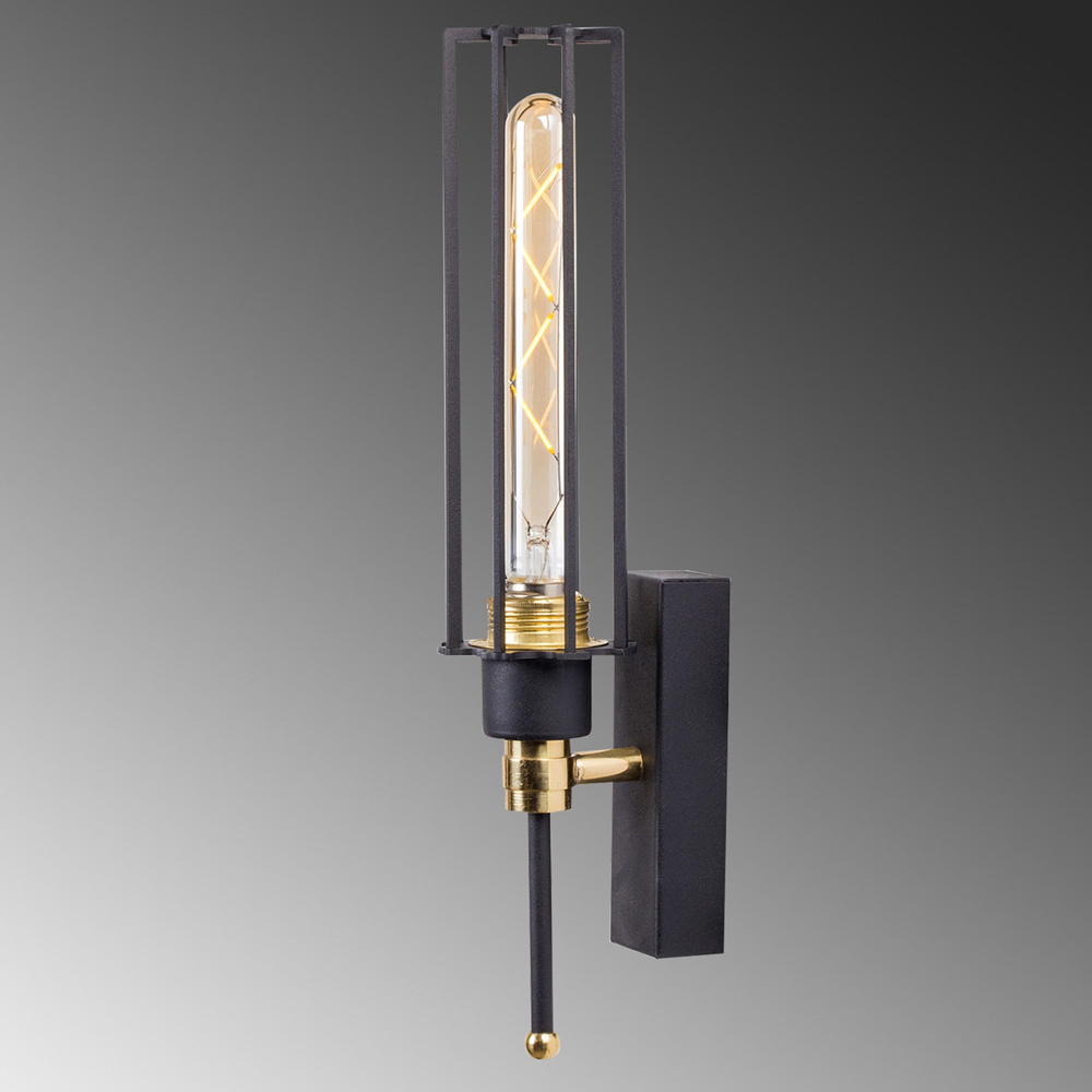 Fellini Metal Wall Light in Black and Gold