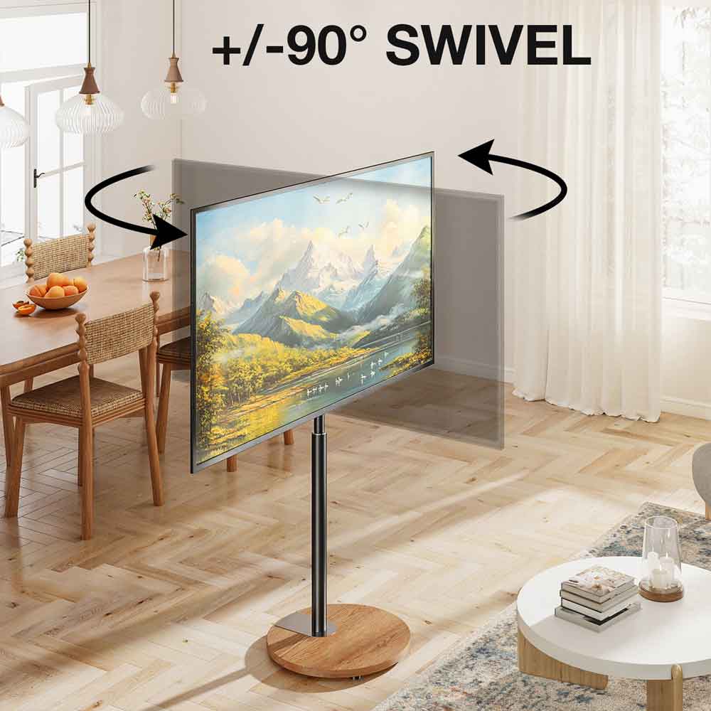 Felora Wooden Pedestal TV Stand in Black and Oak