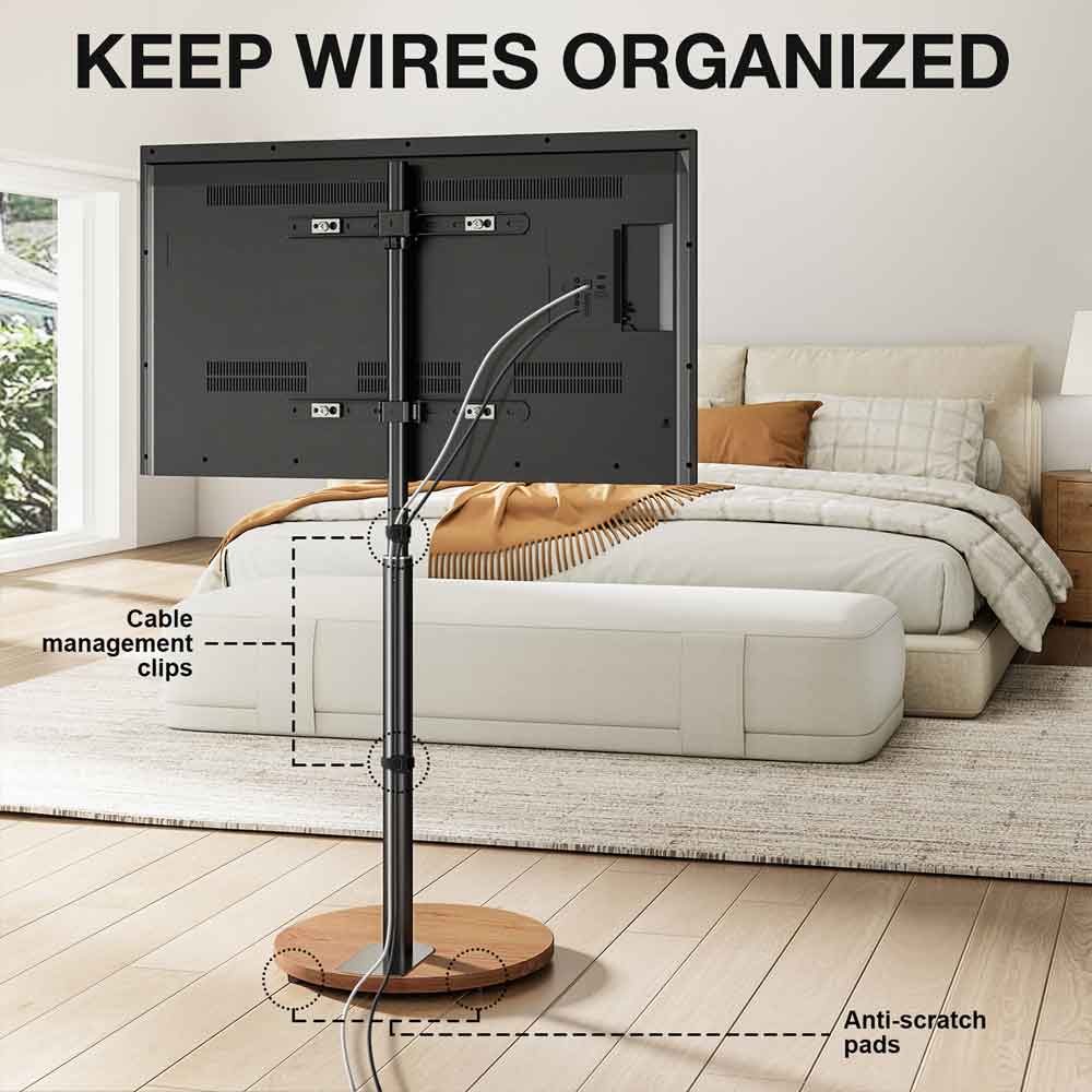 Felora Wooden Pedestal TV Stand in Black and Oak