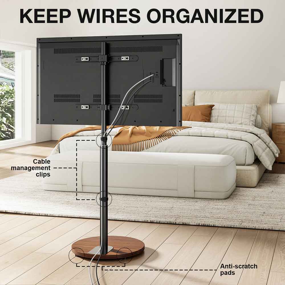 Felora Wooden Pedestal TV Stand in Black and Walnut