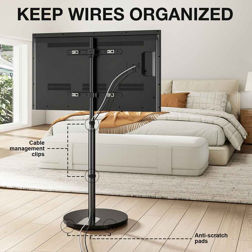 Felora Wooden Pedestal TV Stand in Black