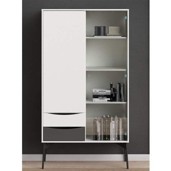 Read more about Felton 2 doors and 2 drawers display cabinet in grey and white