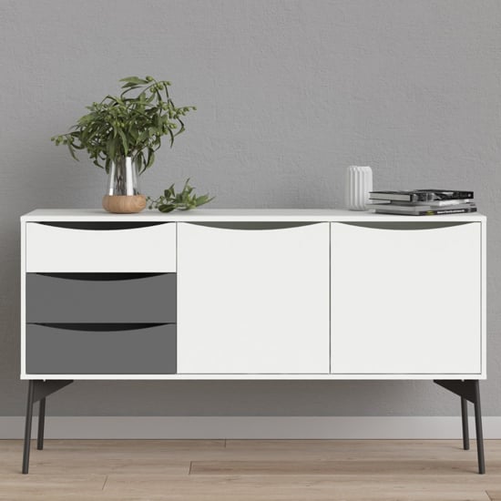 Read more about Felton wooden 2 doors 3 drawers sideboard in grey white