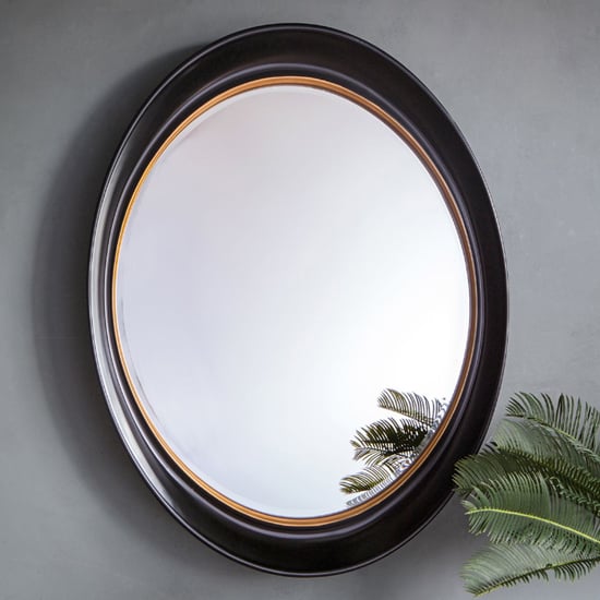 Product photograph of Felton Bevelled Wall Mirror In Black And Gold from Furniture in Fashion