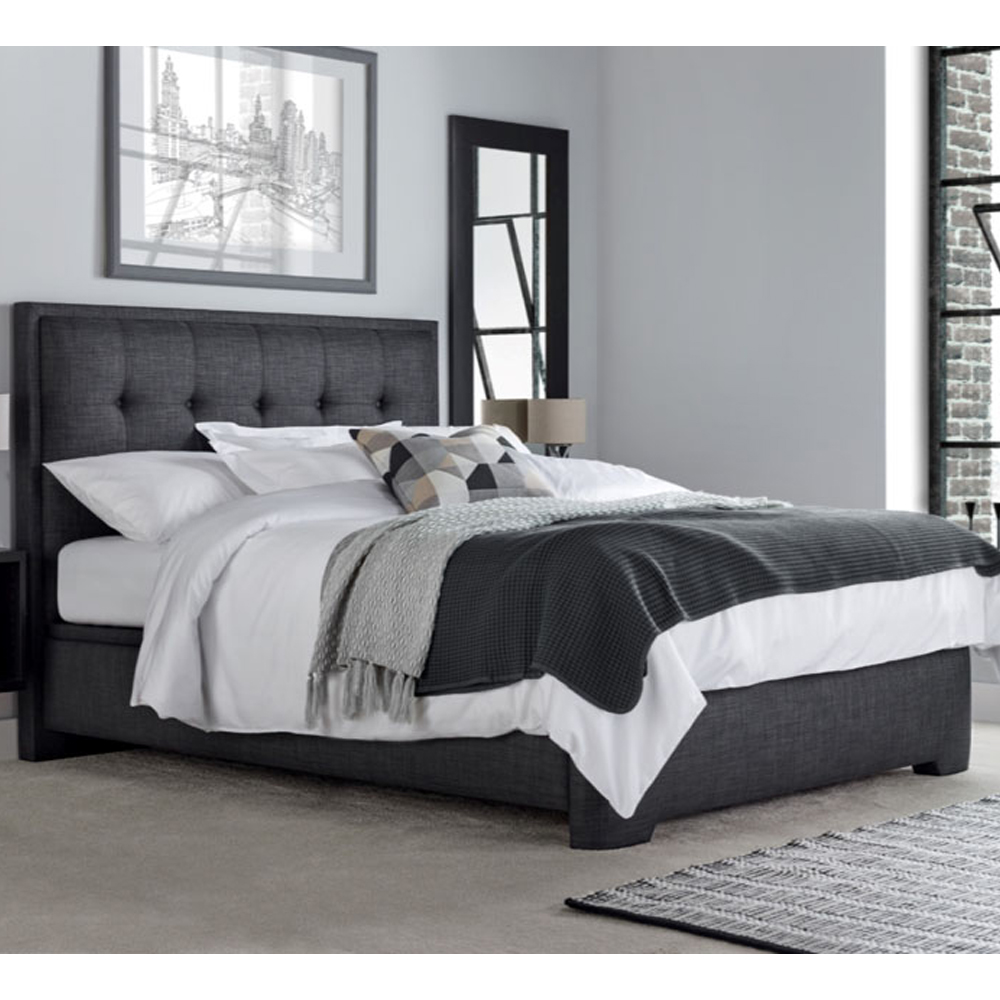 Felton Fabric Ottoman Storage Double Bed In Slate