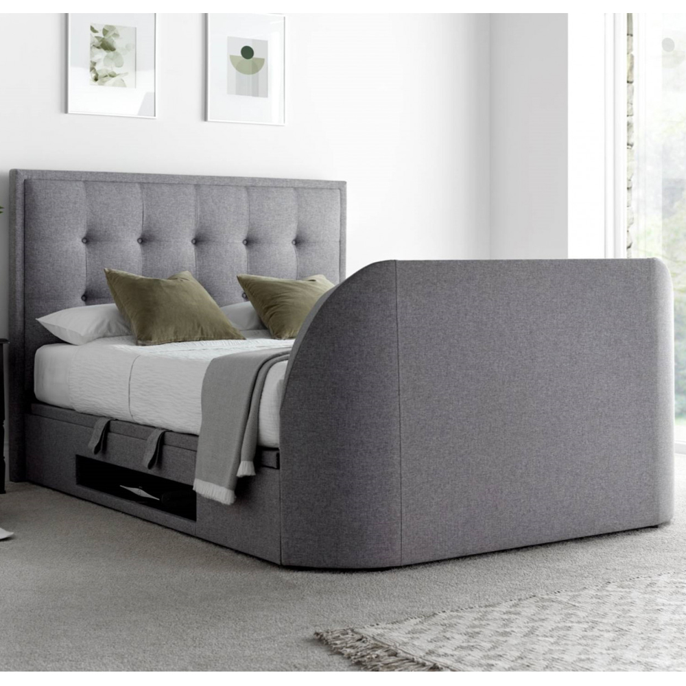 Felton Fabric Ottoman Storage King Size TV Bed In Grey