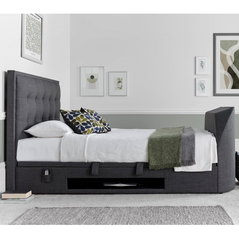 Felton Fabric Ottoman Storage King Size TV Bed In Slate