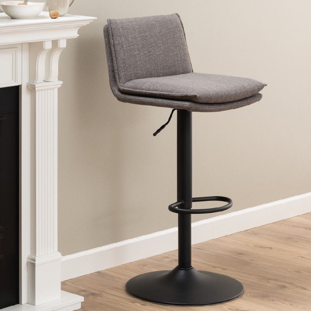 Felton Light Grey And Brown Fabric Bar Stools In Pair