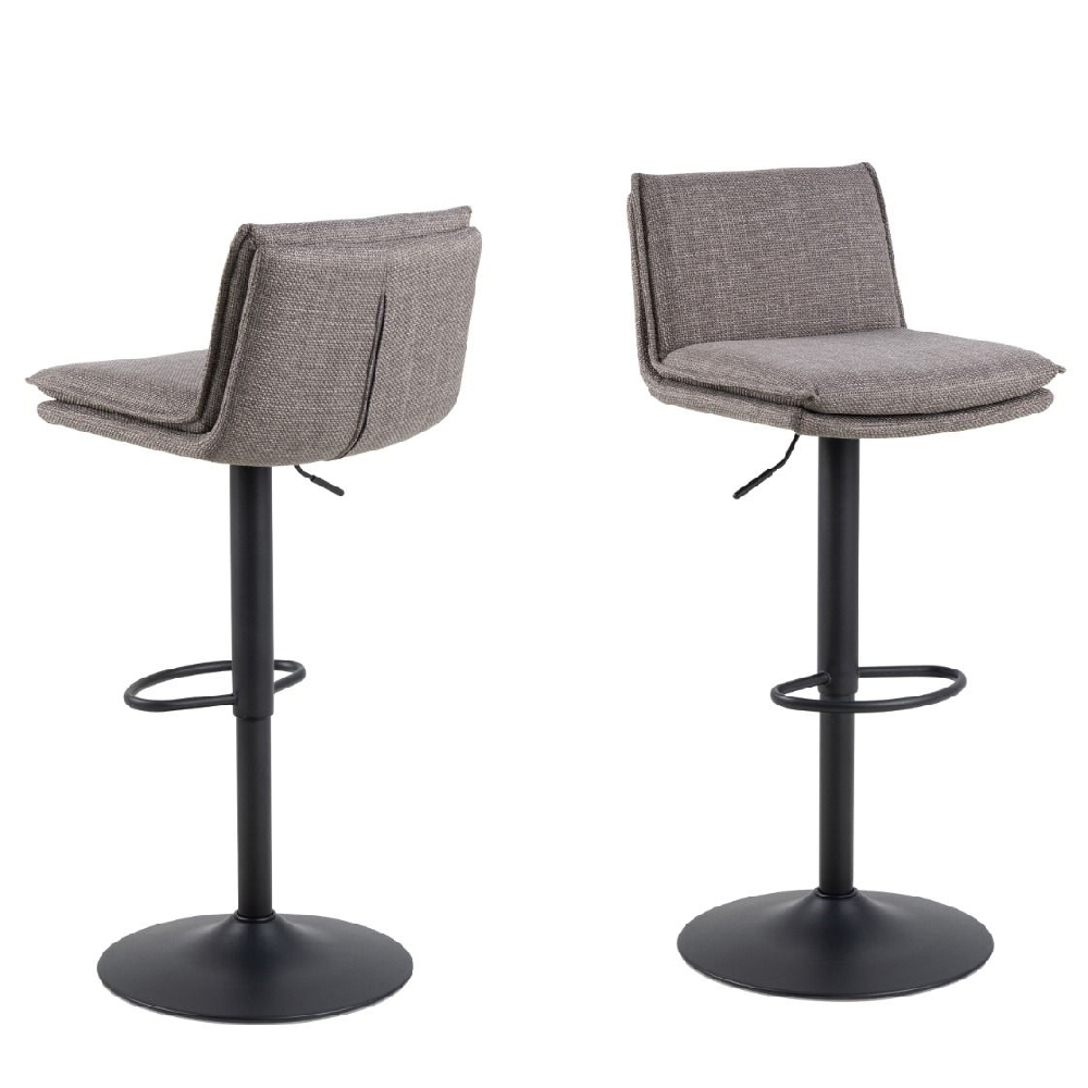 Product photograph of Felton Light Grey And Brown Fabric Bar Stools In Pair from Furniture in Fashion