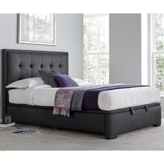 Felton Pendle Fabric Ottoman Double Bed In Slate